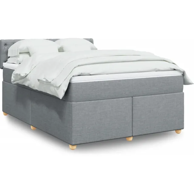 vidaXL Boxspring met matras stof lichtgrijs 140x190 cm grijs