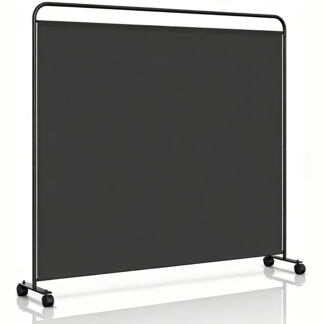 Famanu Inklapbare paravent ruimteverdeler op wielen, vrijstaande scheidingswand voor inkijkbescherming, 185 x 180 cm Zwart