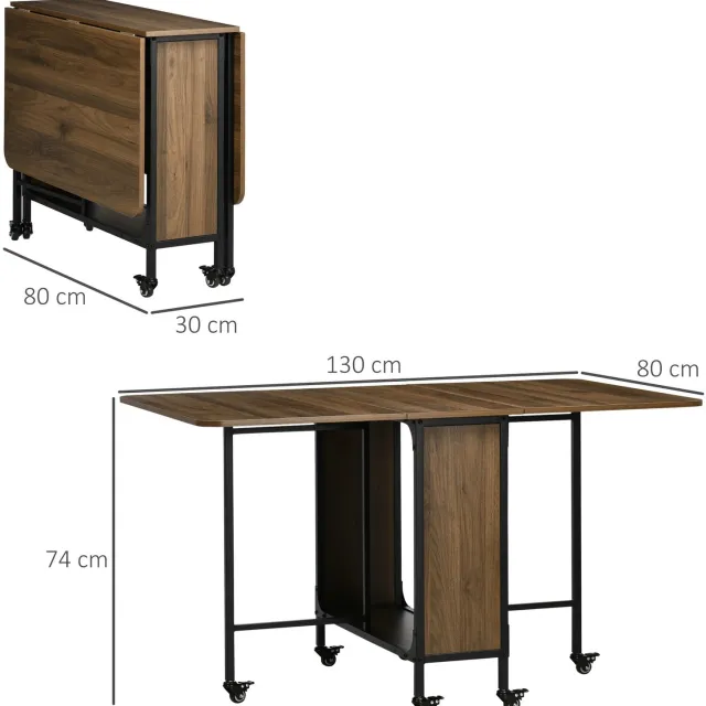 Lamor Opvouwbare Tafel - Tafels - Eettafel - Opvouwbaar - Inklapbaar - Ruimtebesparend - Bruin - Uitgeklapt: 130 x 80 x 74 cm Bruin en zwart