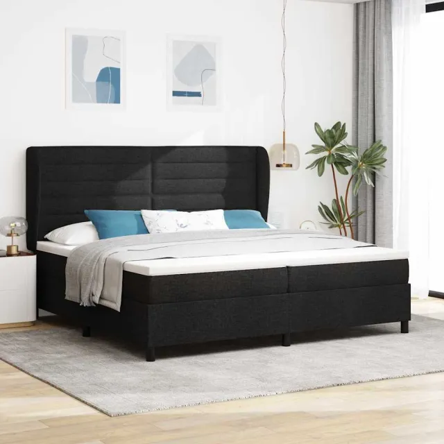 vidaXL Boxspring bed met matras met hoofdeinde Zwart 200 x 200 cm Stof