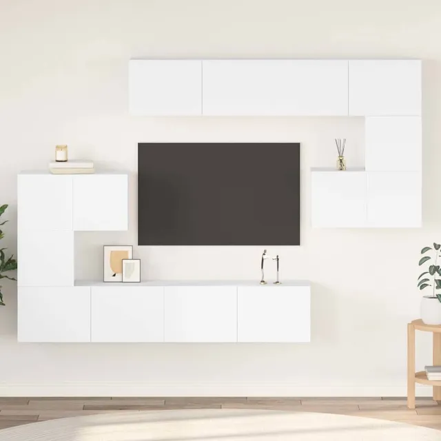 vidaXL 8-delige Tv-meubelset bewerkt hout wit, foto 2