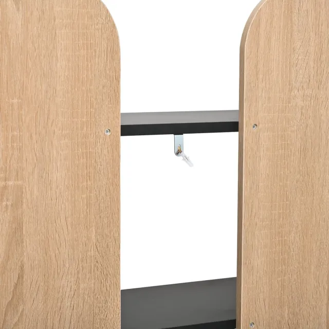 STILVORA Boekenkast – 160 x 135 x 25 cm – 5 Niveaus Met Open Indeling – Spaanplaat – Naturel En Zwart – Voor Woonkamer En Kantoor