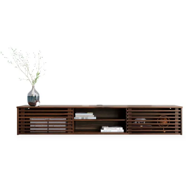 IDIMEX Lowboard RIAN 175 cm, hangend, van massief hout – afwerking in notenhout bruin