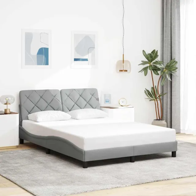 vidaXL Bedframe zonder matras 120x200 cm stof lichtgrijs