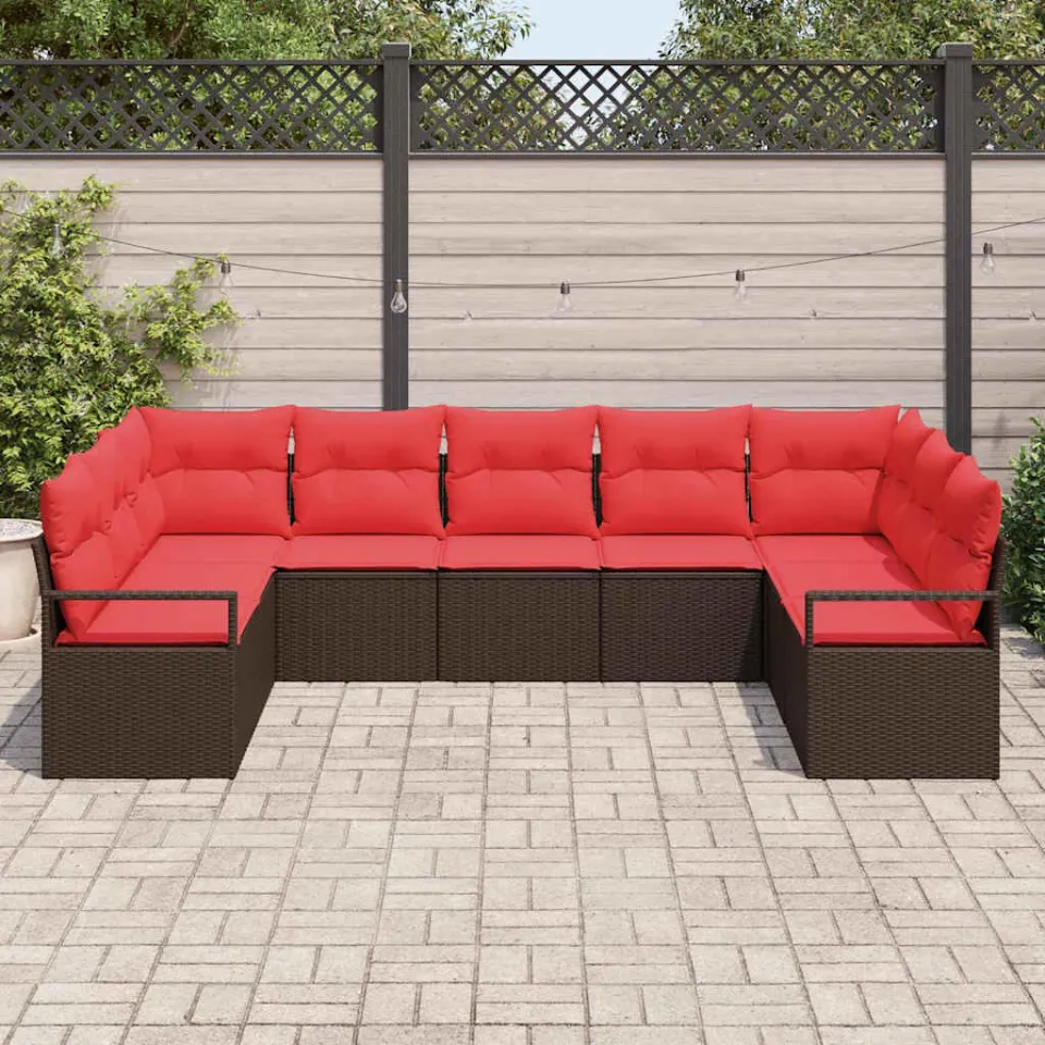 vidaXL Bankstel 9 st Bruin poly rattan, foto 3