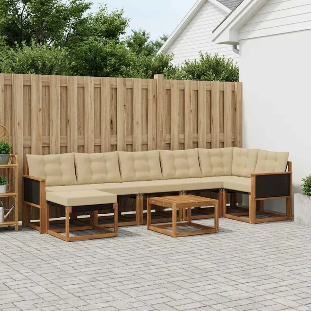 vidaXL Buiten bankenset 8 st 7-zits Natuurlijk en Beige