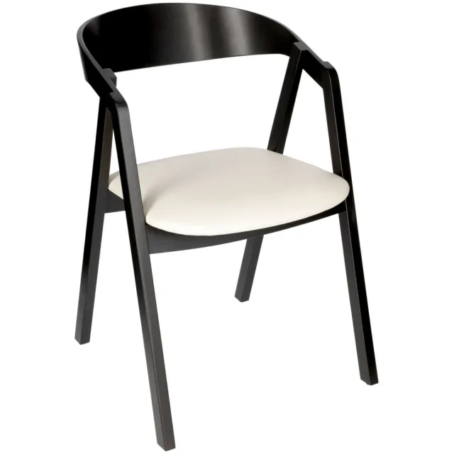 Vega 2x VEGA Stapelbare stoel Calma kunstleer, beukenhout zwart gelakt; 54x53x79 cm (BxDxH); zitting wit, frame zwart; 2 stuk / verpakking