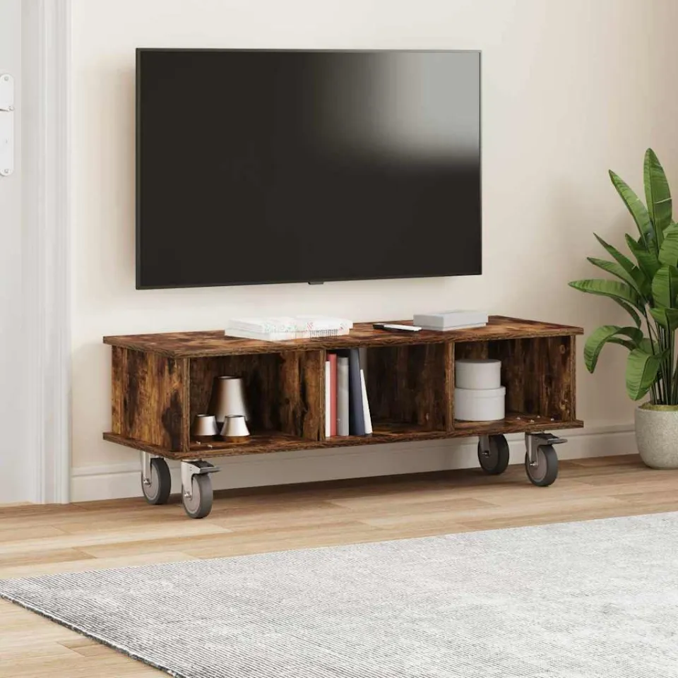 vidaXL TV-standaard 100 x 35 x 35 cm Gerookt eiken Bewerkt hout, foto 3