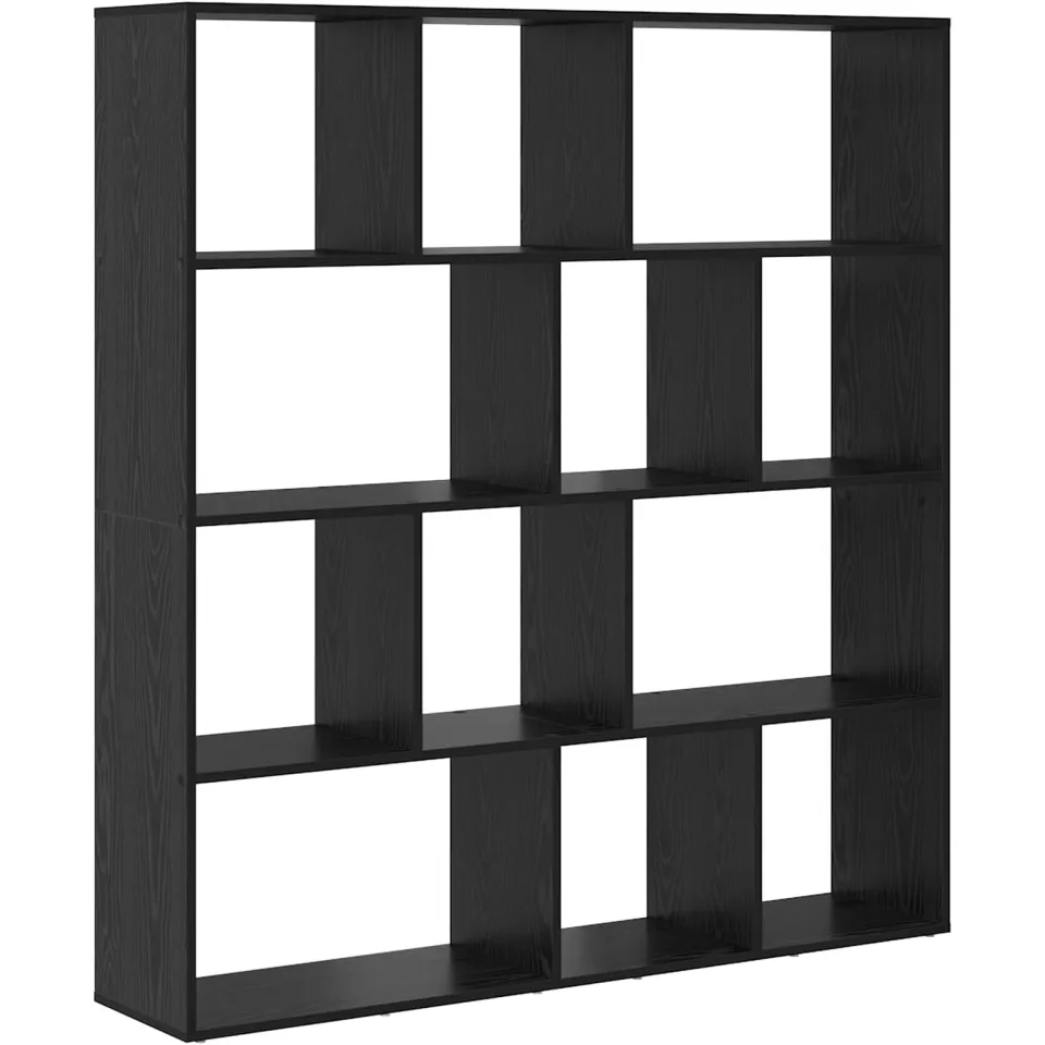 vidaXL Boekenkast 12-laags 132 x 29 x 141,5 cm Bewerkt hout Zwart