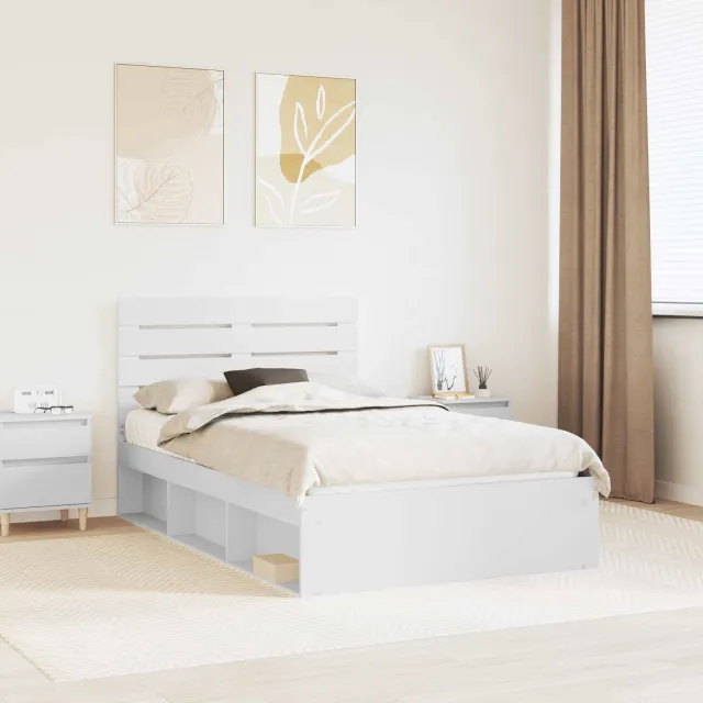 vidaXL Bedframe met hoofdeinde Wit 120 x 190 cm Massief grenenhout