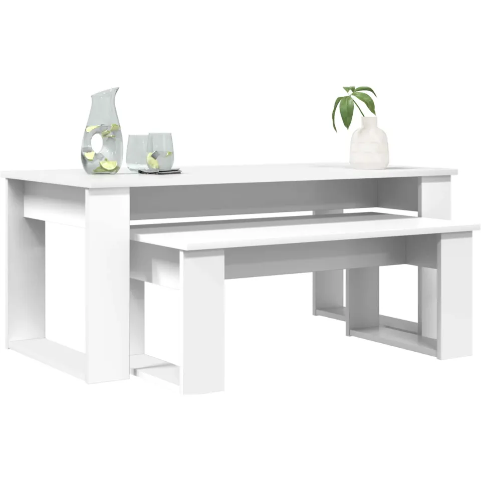 vidaXL Koffietafel Set 2 st Wit 100 x 50 x 42 cm Bewerkt hout