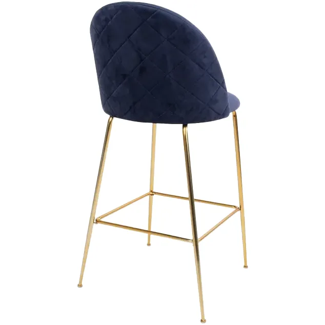 Artichok Aniek barkruk velvet blauw - gouden onderstel - 77 cm, foto 4