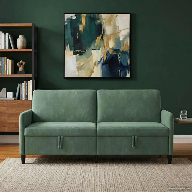 vidaXL Bank met opslag 3-zits Zeegroen 192 x 78 x 87 cm Polyester