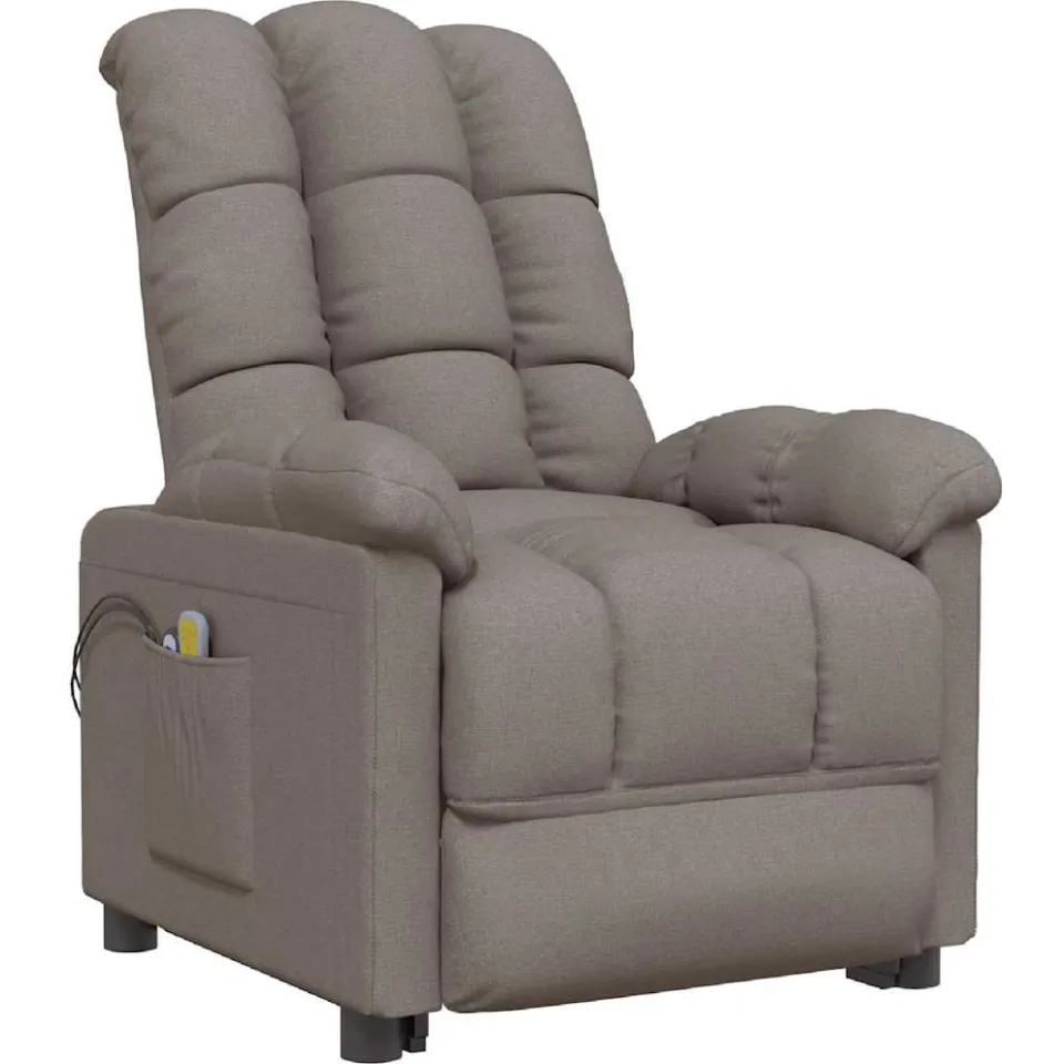 vidaXL Massagestoel elektrisch stof taupe, foto 3