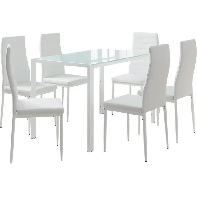Vicco Grand Eettafelset – 120 x 75 cm met 6 stoelen Wit
