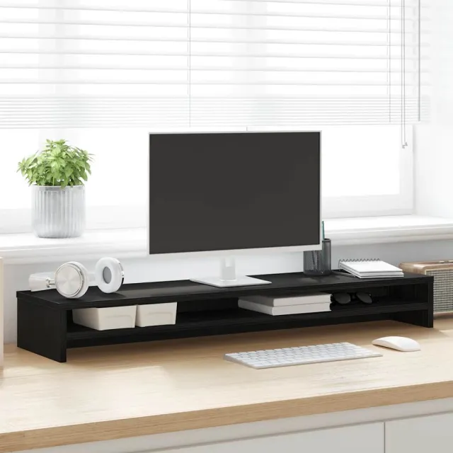vidaXL Monitorstandaard 100x24x13 cm zwart eikenhout