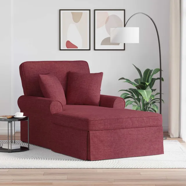 vidaXL Chaise Lounge met Rok 3 st Wijnrood Stof 91 x 157 x 91 cm, foto 2