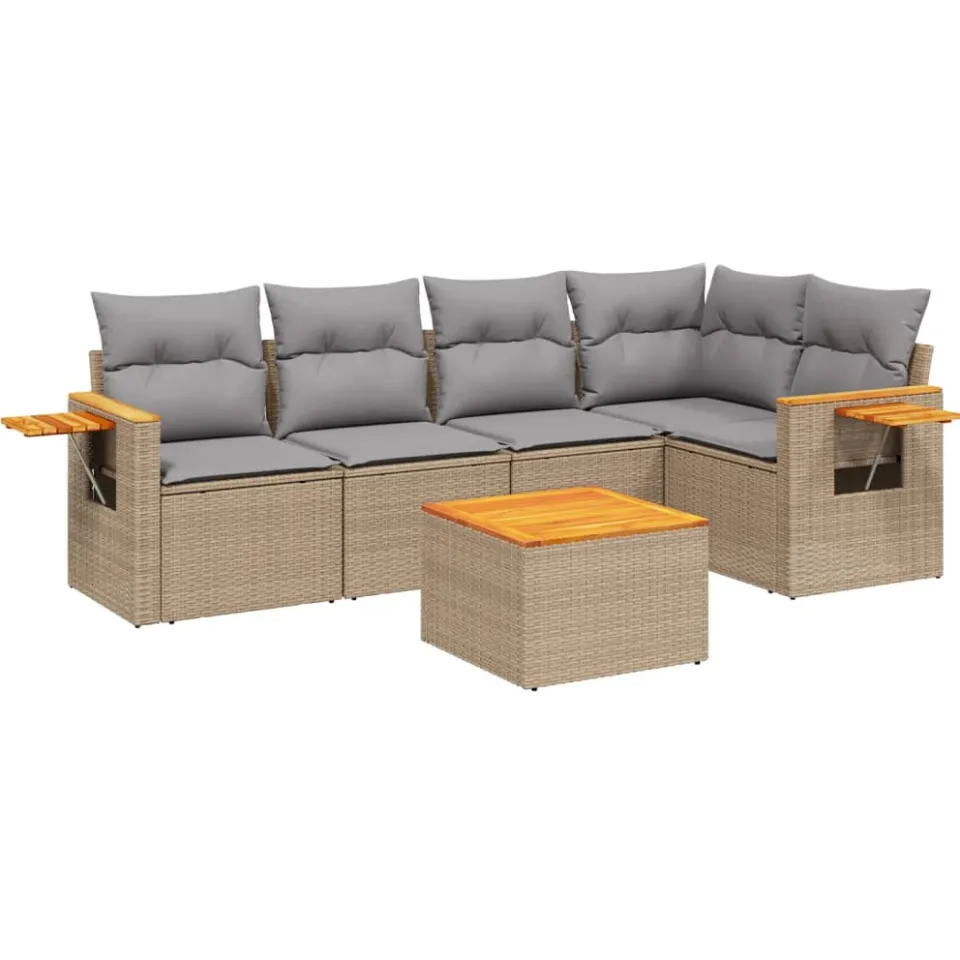 vidaXL Patio Sofa Set 5-zits Beige en Grijs