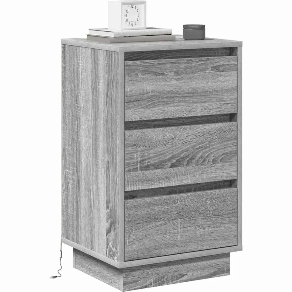 vidaXL Nachtkastje Grijs 39 x 34,5 x 65 cm Bewerkt hout