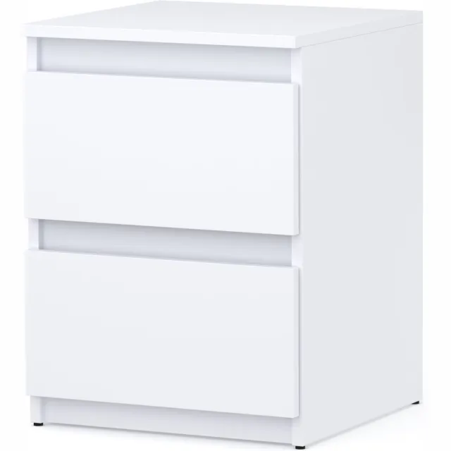 StivMeble Wit nachtkastje 40 cm met 2 lades, groot nachtkastje voor de slaapkamer.