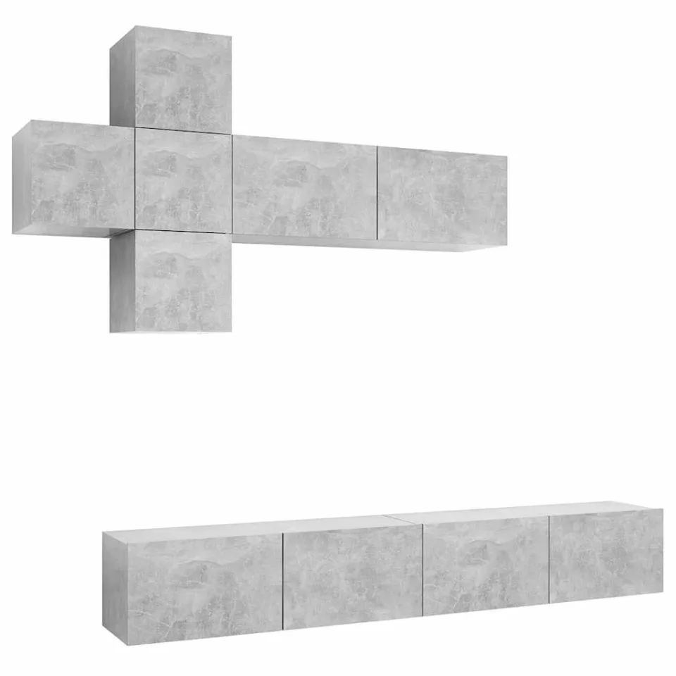 vidaXL 7-delige Tv-meubelset bewerkt hout betongrijs grijs, foto 3