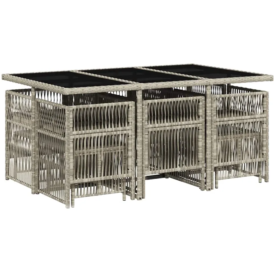 vidaXL 11-delige Tuinset met kussens poly rattan lichtgrijs grijs, foto 3