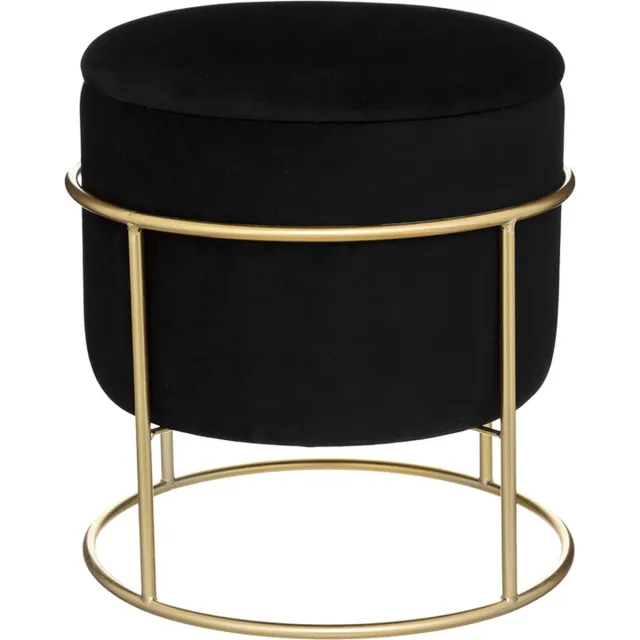 Silumen Fluwelen Opberg Ottoman 24 cm - Overig - Zwart - Zwart - SILUMEN