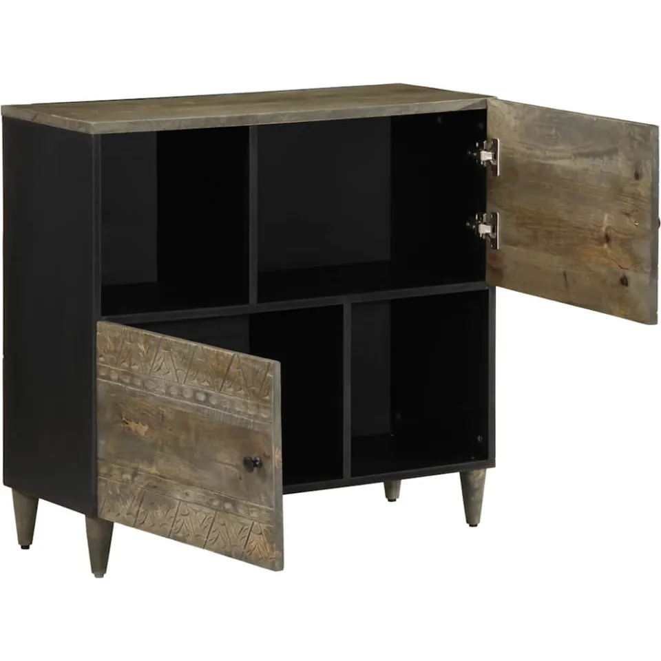 vidaXL Dressoir 80x33x75 cm massief mangohout zwart, foto 2
