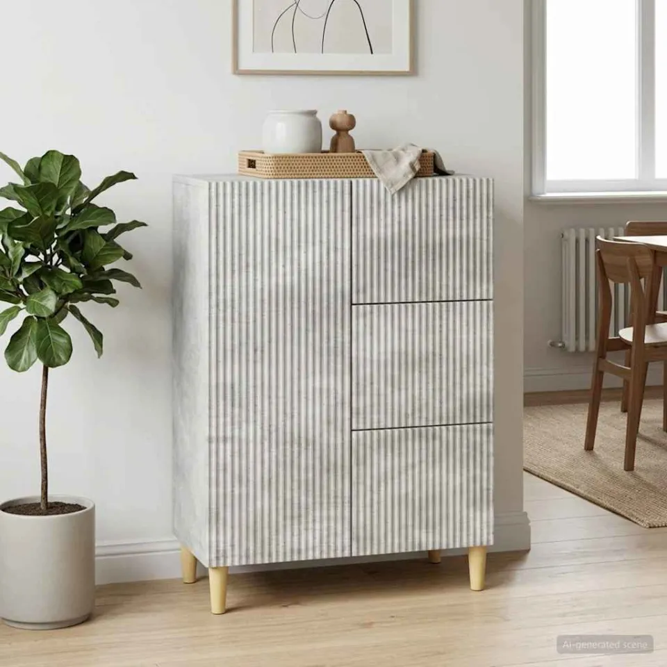 vidaXL Dressoir met lade Betongrijs 66 x 34,5 x 90 cm Bewerkt hout grijs, foto 3