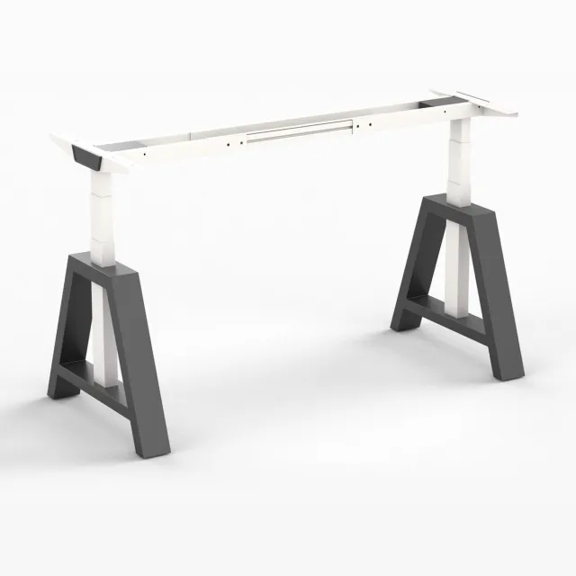 Worktrainer OakDesk Zit Sta Bureau - Hoogte 73,5 - 137,5 cm - Breedte 102 - 170 cm – Wit/Zwart - Memory bediening - In Hoogte Verstelbaar Bureau Onderstel - Elektrisch Frame