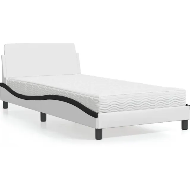 vidaXL Bed met matras "Dover" kunstleer wit en zwart 100x200 cm