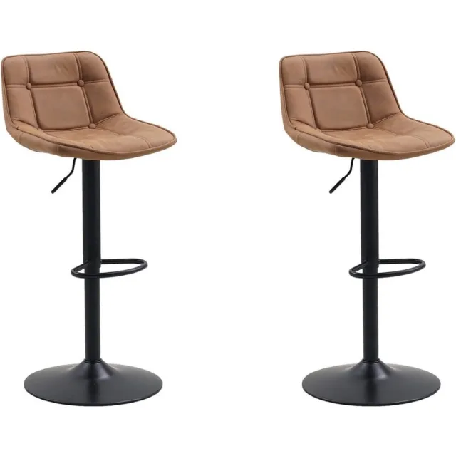 Dimehouse Set van 2 draaibare barkrukken industrieel Keston cognac