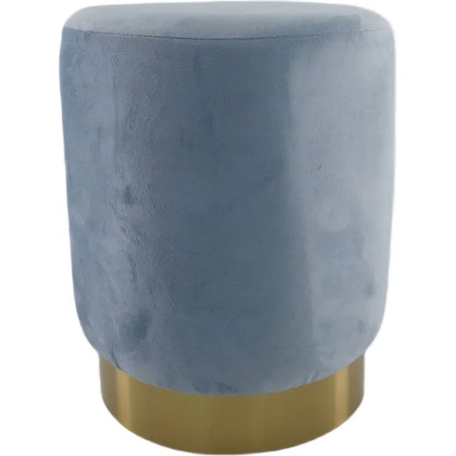 Home Spirit kruk blauw velours 28 x 28 x 36 cm Poef