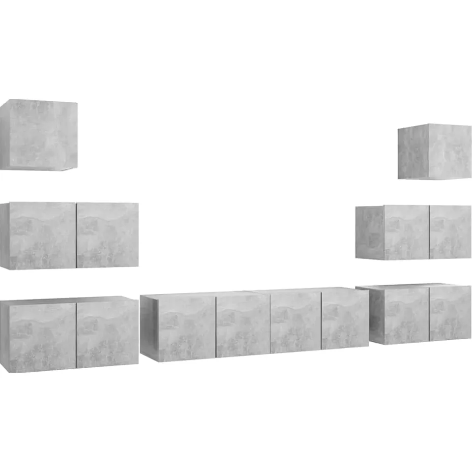 vidaXL 8-delige Tv-meubelset bewerkt hout betongrijs grijs, foto 3