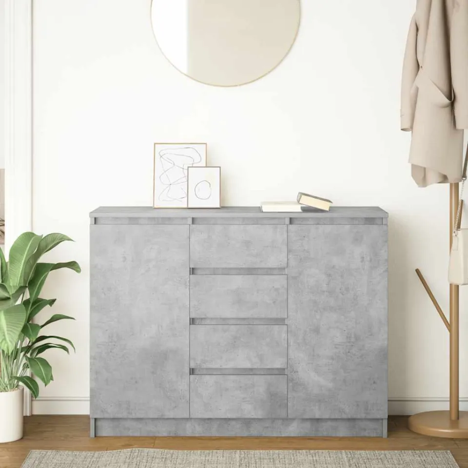 vidaXL Dressoir met lades 100,5x35x76 cm spaanplaat betongrijs grijs, foto 3