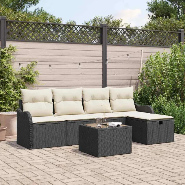 vidaXL Tuin Sofa Set 6 st Poly riet Bruin
