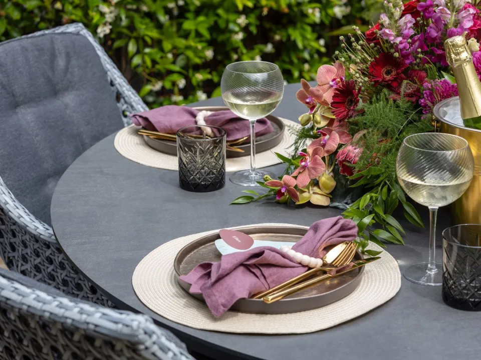 Bellagio tuinmeubelen Bellagio La Fonte dining tuintafel ø 120cm grijs, foto 3