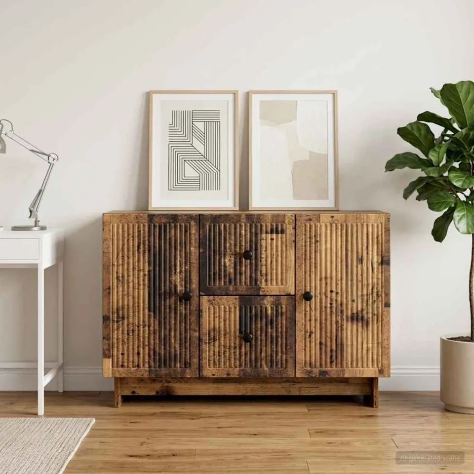 vidaXL Dressoir met lade Oud hout 89 x 34,5 x 60 cm Bewerkt hout bruin, foto 3