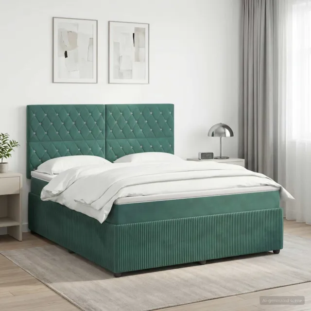 vidaXL Boxspringbed met matras Donkergroen 140 x 190 cm Fluweel