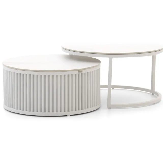 Bellagio tuinmeubelen Bellagio Oriago lounge tuintafelset ø85cm(h:45cm)/ø78cm (h:36cm) Wit