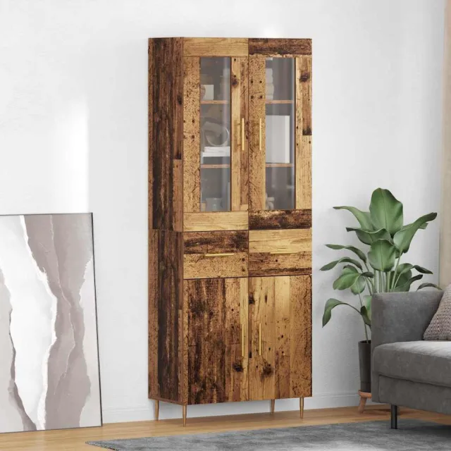 vidaXL Hoge kast 2 st Oudhout 69,5 x 34 x 180 cm Bewerkt hout Bruin