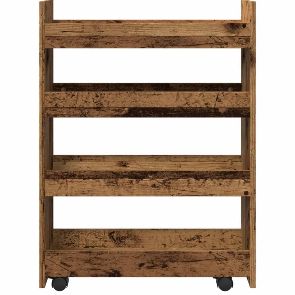 vidaXL Opbergtrolley smal 4-laags bewerkt hout oud houtkleurig bruin, foto 4