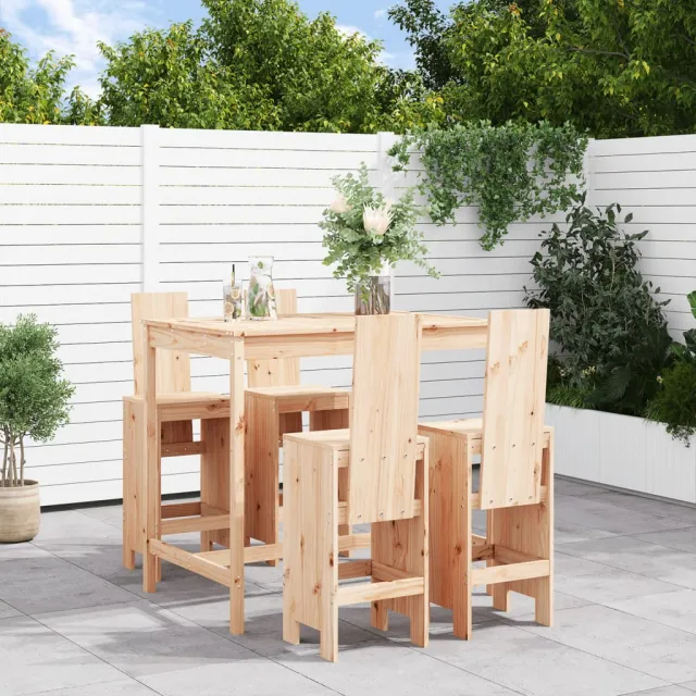 vidaXL 5-delige Barset massief grenenhout Bruin