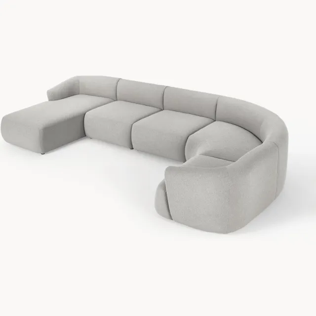 Westwing Collection Modulaire bouclé bankstel Sofia Grijs