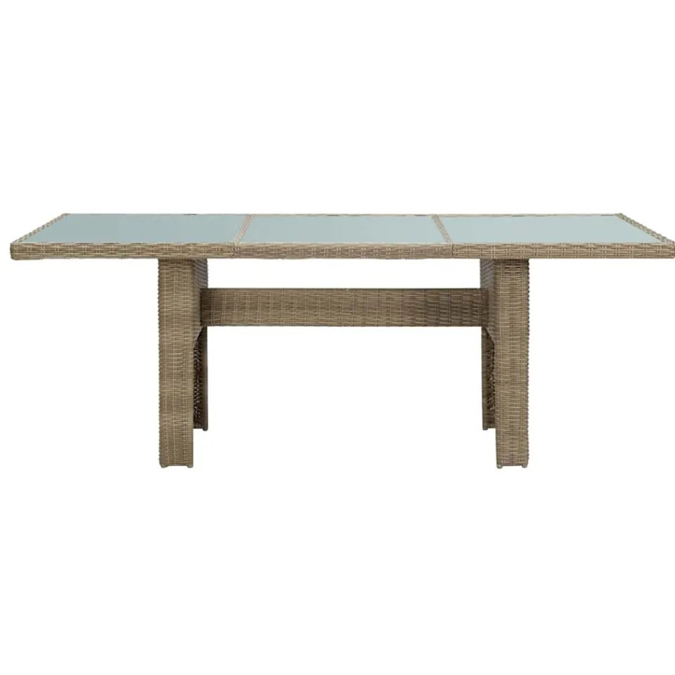 vidaXL Tuintafel 200x100x74 cm glas en poly rattan bruin, foto 2