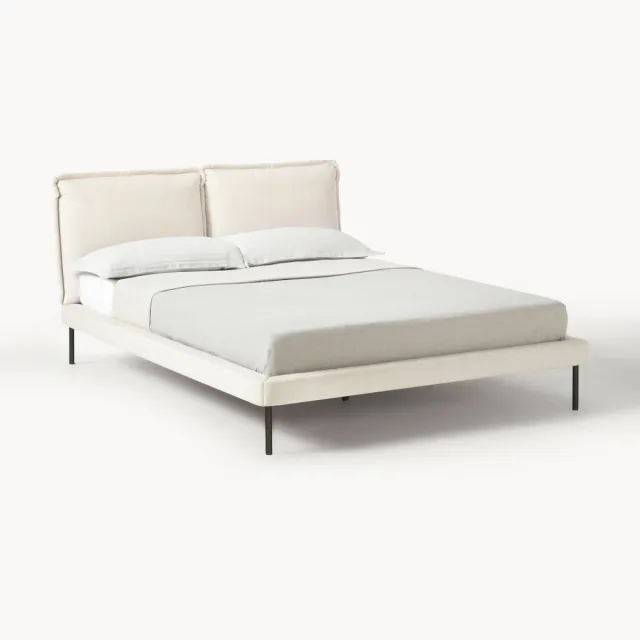 Westwing Collection Gestoffeerd bed Amelia Beige