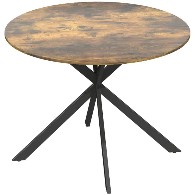 ZYLARO Eettafel - Rond Voor 4 Personen - Industriële Keukentafel Met Stalen Poten - Voor Eetkamer En Keuken - Rustiek Bruin