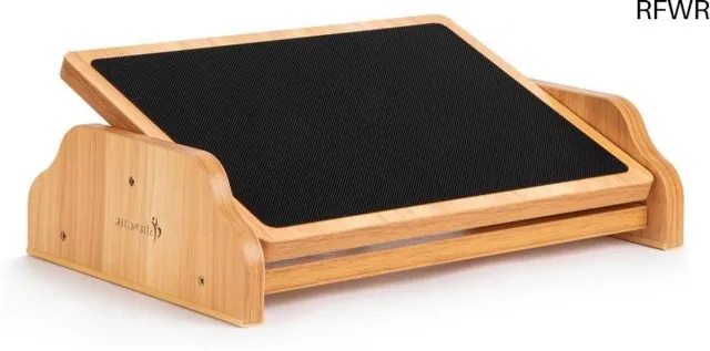 RFWR Houten voetsteun onder bureau met antislip oppervlak, schommelende voetkruk voor thuiskantoor Beige