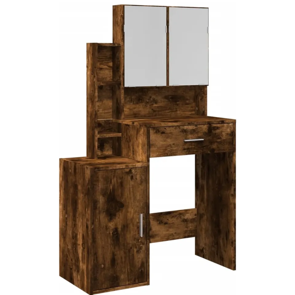 vidaXL Kaptafel met kastje 80x35x132 cm gerookt eikenkleurig, foto 3