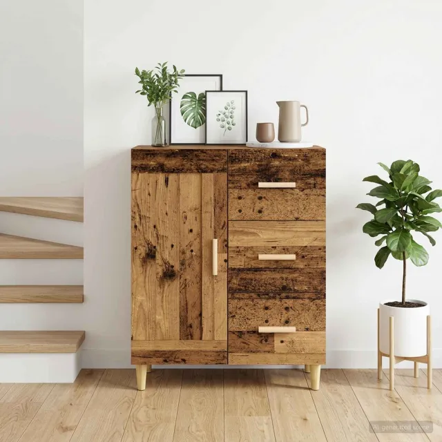 vidaXL Dressoir Oud hout 69,5 x 34 x 90 cm Bewerkt hout bruin, foto 2